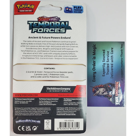 Temporal Forces Checklane Blister – Carvanha – Factory Sealed – Back – Pokémon TCG