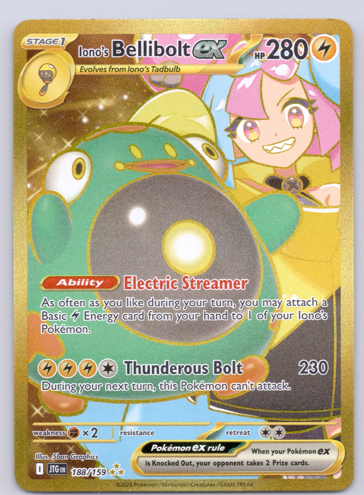 Iono's Bellibolt ex 188/159/JTG Hyper Rare NM - SV09: Journey Together