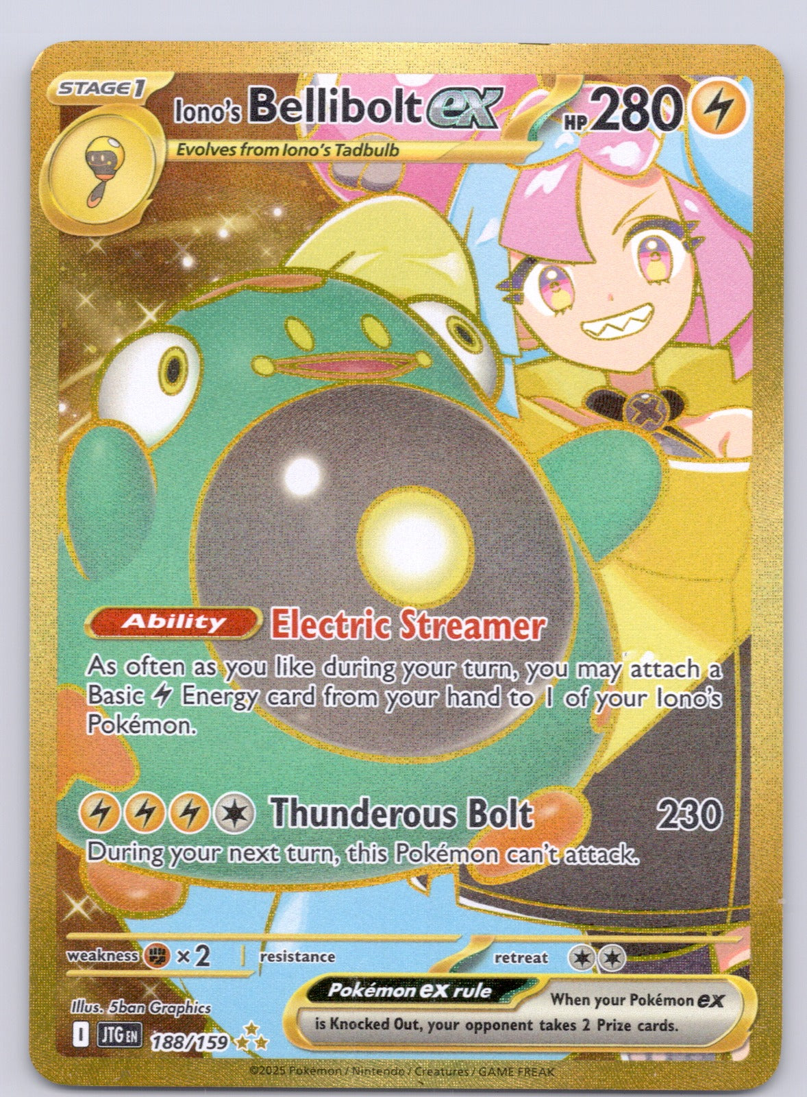 Iono's Bellibolt ex 188/159/JTG Hyper Rare NM - SV09: Journey Together