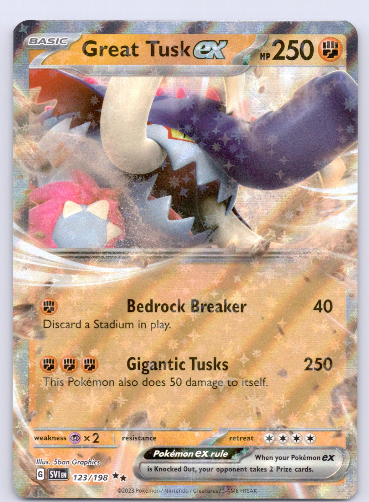 Great Tusk ex 123/198/SVI Double Rare NM - SV01: Scarlet & Violet Base Set