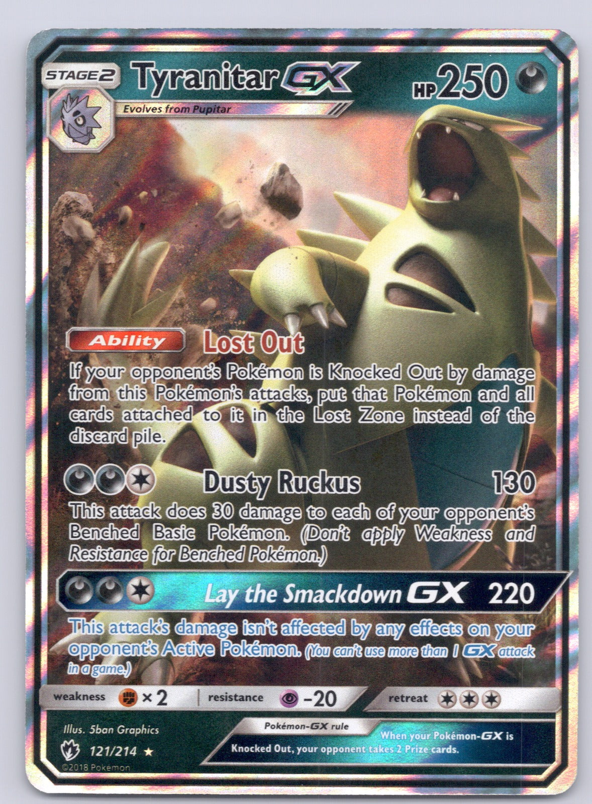 Tyranitar GX 121/214/SM8 Ultra Rare NM - SM - Lost Thunder