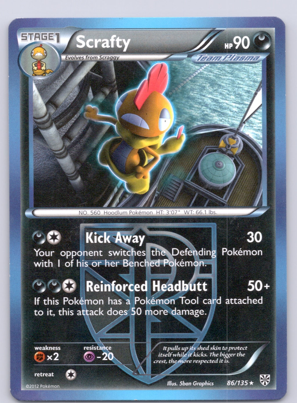 Scrafty (Team Plasma) 86/135/PLS Rare LP - Plasma Storm