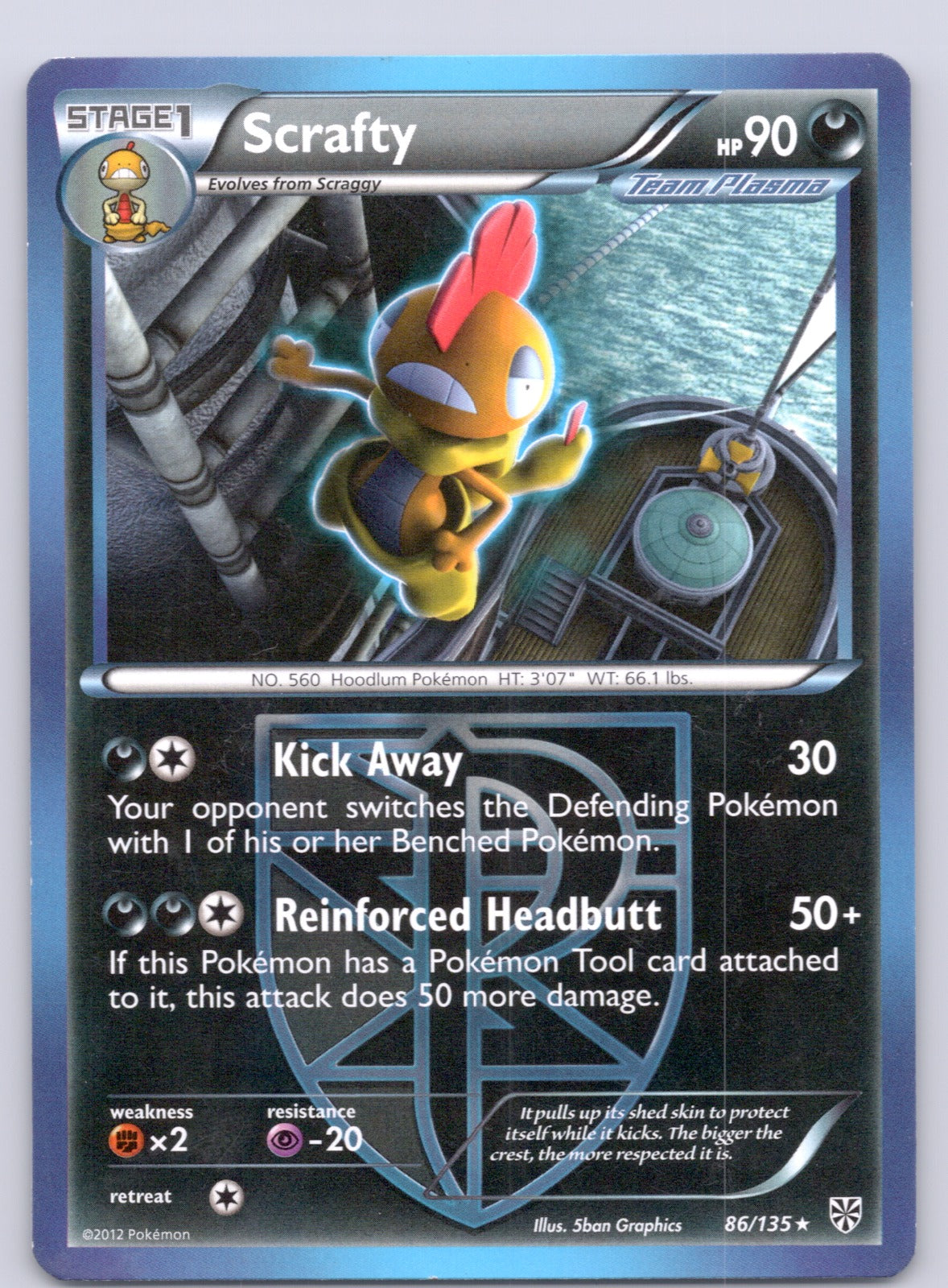 Scrafty (Team Plasma) 86/135/PLS Rare LP - Plasma Storm