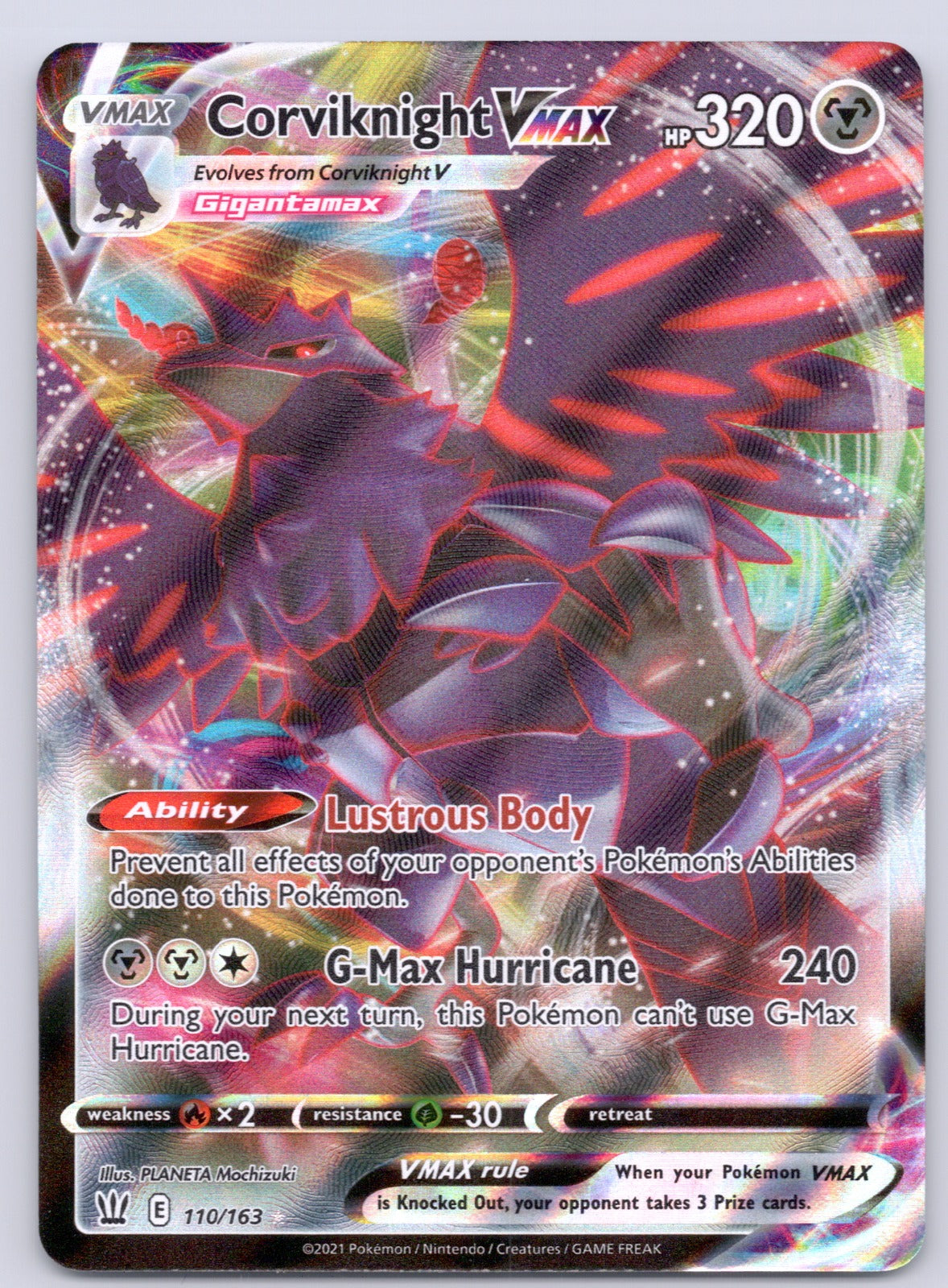 Corviknight VMAX 110/163/SWSH05 Ultra Rare NM - SWSH05: Battle Styles