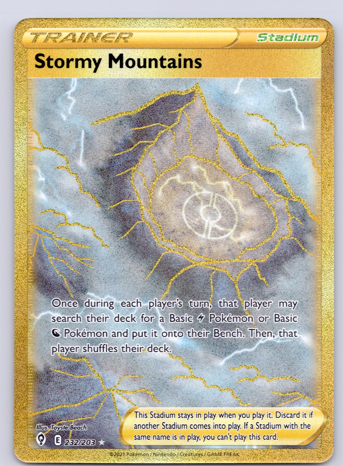 Stormy Mountains (Secret) 232/203/SWSH07 Secret Rare NM - SWSH07: Evolving Skies