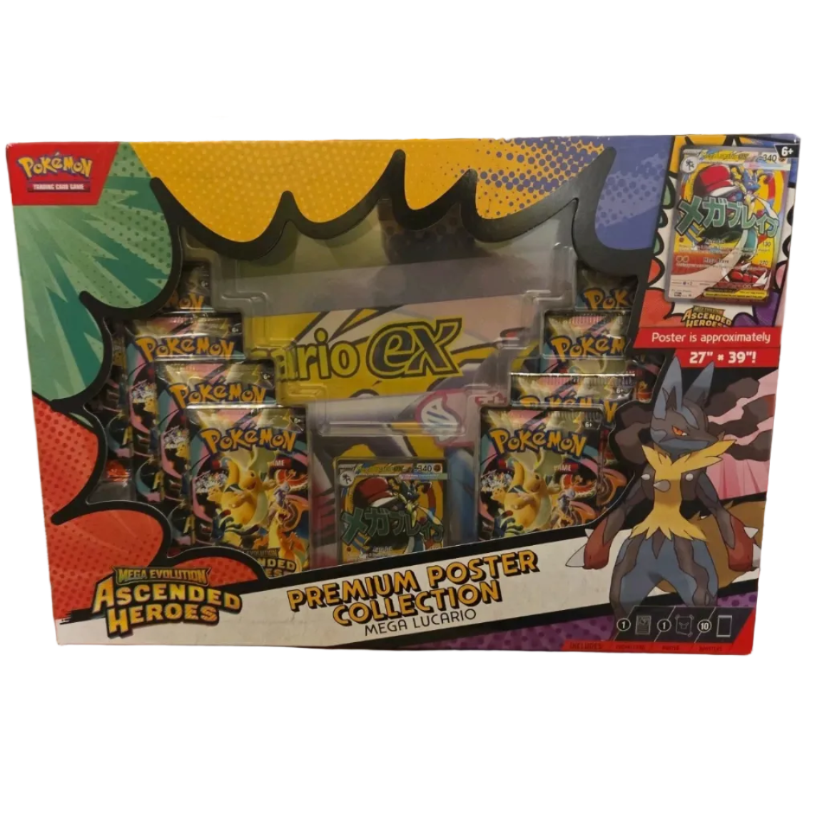 Ascended Heroes Mega Lucario Premium Poster Collection – Factory Sealed – Front