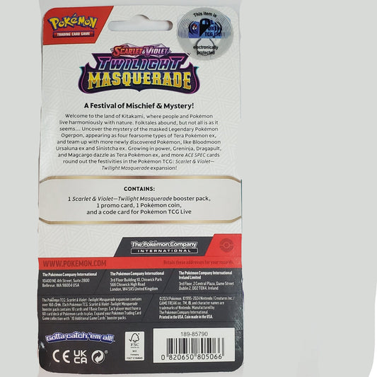 Twilight Masquerade Checklane Blister – Toxel Promo – English – Factory Sealed – Pokémon TCG – back