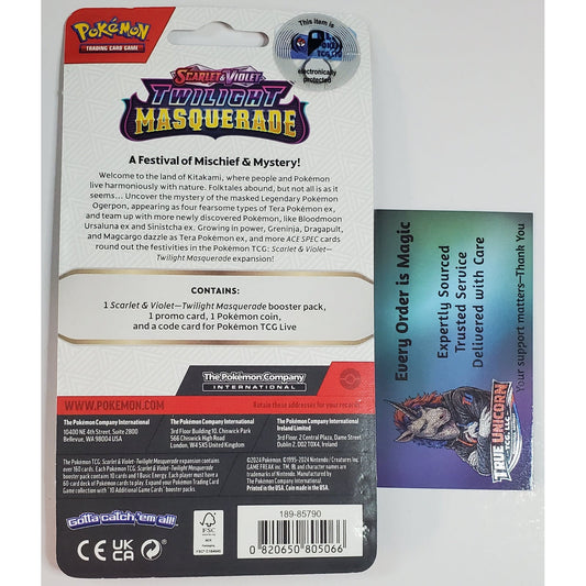 Twilight Masquerade Checklane Blister – Pupitar – Factory Sealed – Back – Pokémon TCG